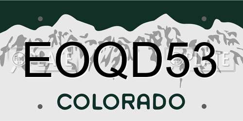 EOQD53 Colorado License Plate