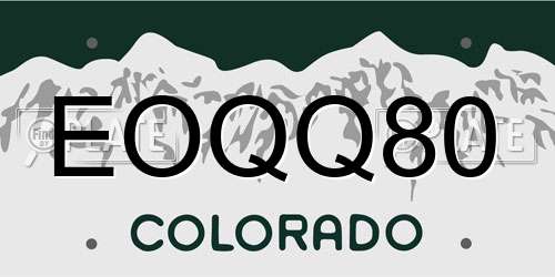 EOQQ80 Colorado License Plate