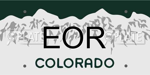 EOR Colorado License Plate
