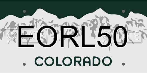 EORL50 Colorado License Plate