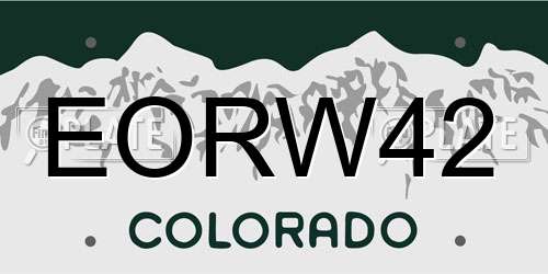EORW42 Colorado License Plate