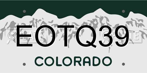 EOTQ39 Colorado License Plate