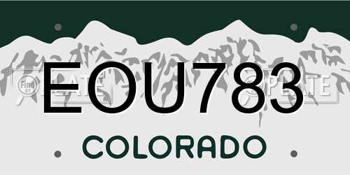 EOU783 Colorado License Plate