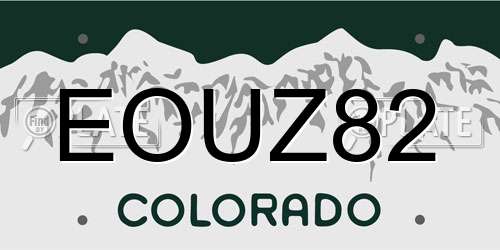 EOUZ82 Colorado License Plate