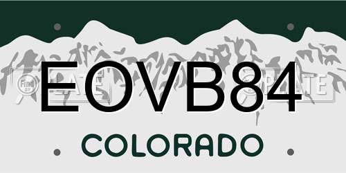 EOVB84 Colorado License Plate