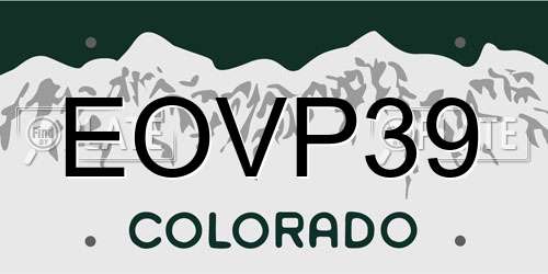 EOVP39 Colorado License Plate