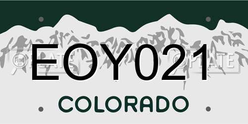 EOY021 Colorado License Plate