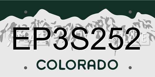 EP3S252 Colorado License Plate