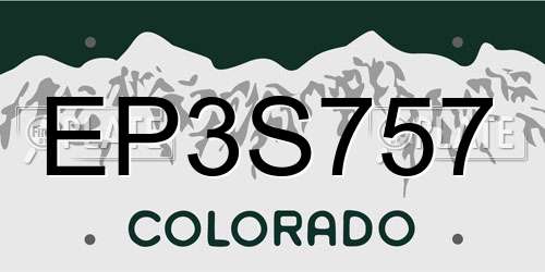 EP3S757 Colorado License Plate