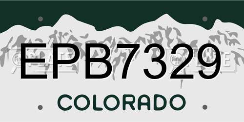 EPB7329 Colorado License Plate