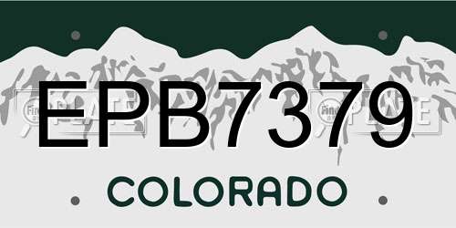 EPB7379 Colorado License Plate