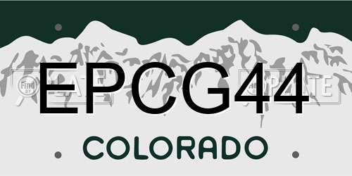 EPCG44 Colorado License Plate