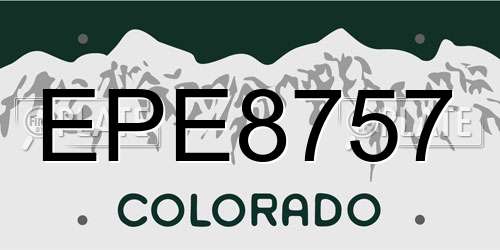 EPE8757 Colorado License Plate