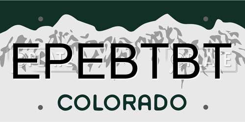 EPEBTBT Colorado License Plate