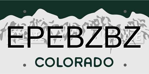 EPEBZBZ Colorado License Plate