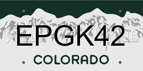 EPGK42 Colorado License Plate