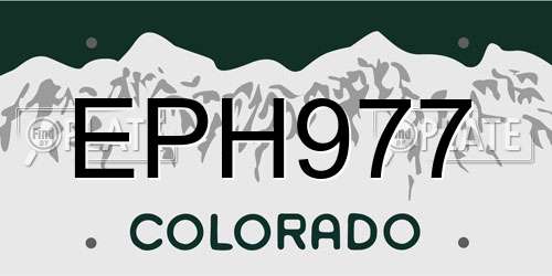 EPH977 Colorado License Plate