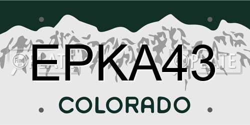 EPKA43 Colorado License Plate