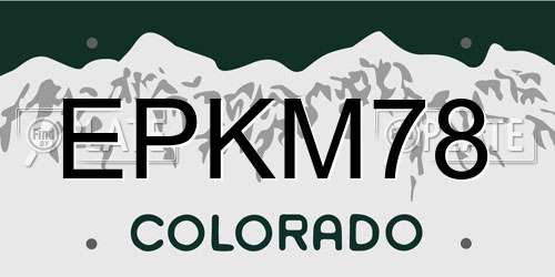 EPKM78 Colorado License Plate