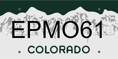 EPMO61 Colorado License Plate