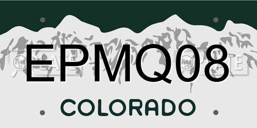 EPMQ08 Colorado License Plate