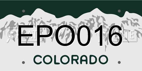 EPO016 Colorado License Plate