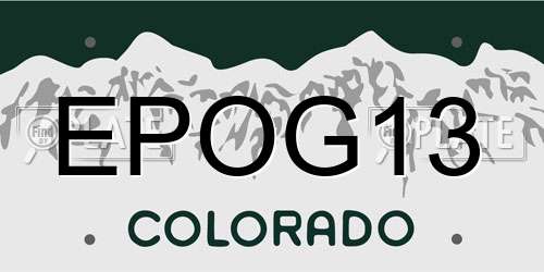 EPOG13 Colorado License Plate