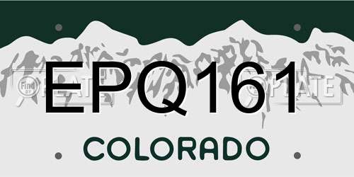EPQ161 Colorado License Plate