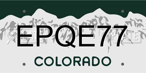 EPQE77 Colorado License Plate