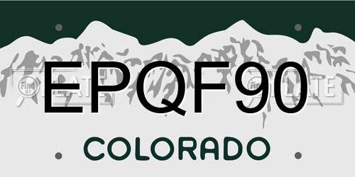 EPQF90 Colorado License Plate