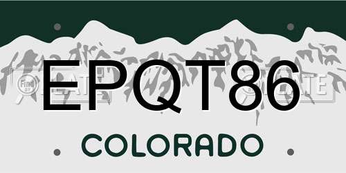 EPQT86 Colorado License Plate