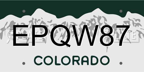 EPQW87 Colorado License Plate
