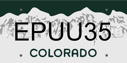 EPUU35 Colorado License Plate