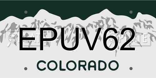 EPUV62 Colorado License Plate