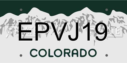 EPVJ19 Colorado License Plate