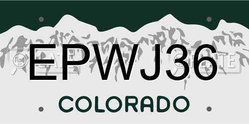 EPWJ36 Colorado License Plate