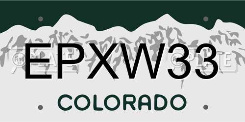 EPXW33 Colorado License Plate
