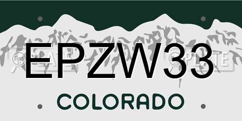 EPZW33 Colorado License Plate