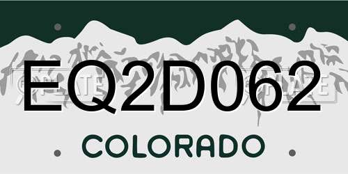 EQ2D062 Colorado License Plate
