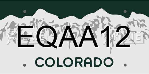 EQAA12 Colorado License Plate