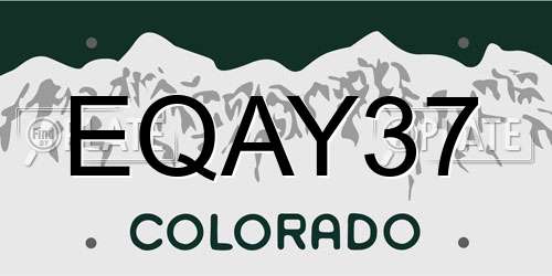 EQAY37 Colorado License Plate