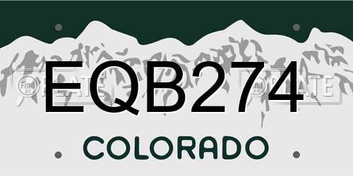 EQB274 Colorado License Plate