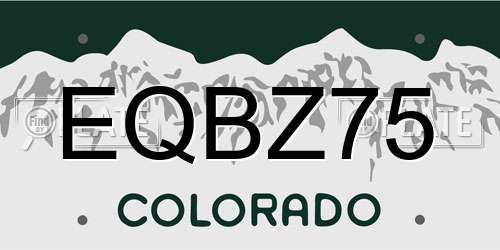EQBZ75 Colorado License Plate