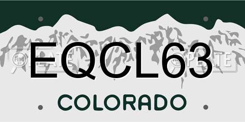 EQCL63 Colorado License Plate