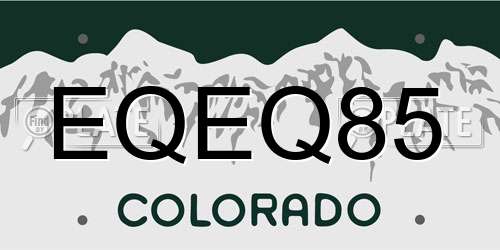 EQEQ85 Colorado License Plate