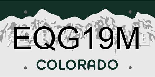 EQG19M Colorado License Plate