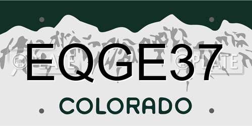 EQGE37 Colorado License Plate
