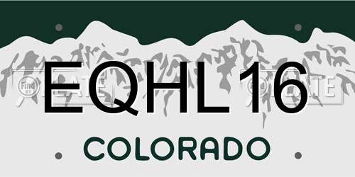 EQHL16 Colorado License Plate
