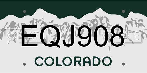 EQJ908 Colorado License Plate
