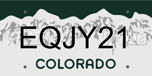 EQJY21 Colorado License Plate